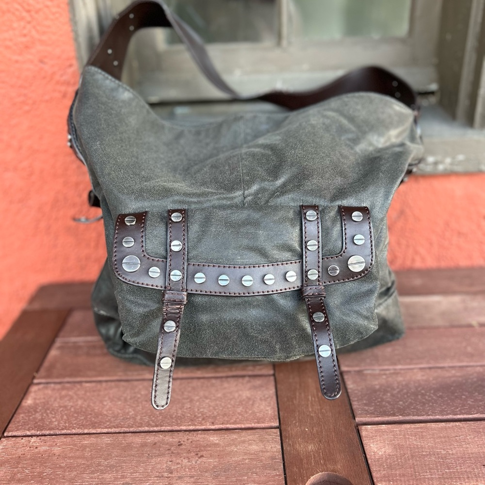 Trouvé Leather Grey/Brown Shoulder Bag